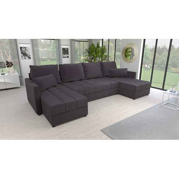 Rozkládací sedací souprava do U KLAVERA 2 - tmavě šedá 2