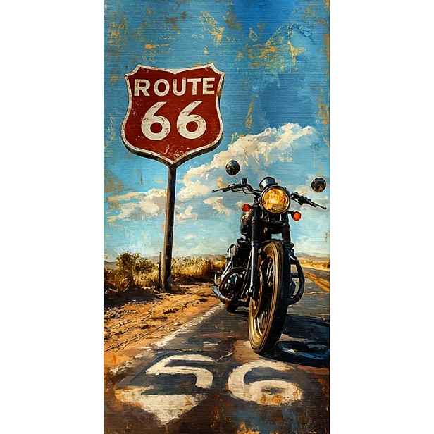 Ručník Motocykl Route 66 Plážová Poušť Ručník Pro Motorkáře 75x150