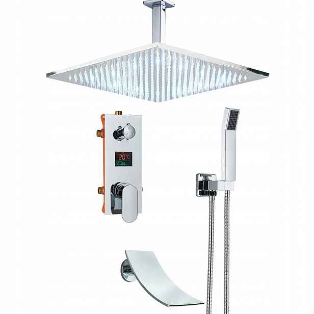 Sprchová baterie Chrom 40 Led LCD Sprchový Set podomítková