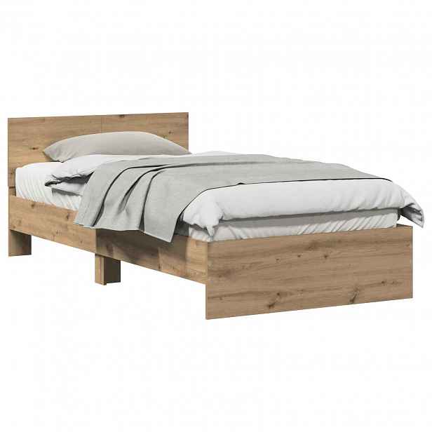 vidaXL Rám postele s čelem Dub artisan 100 x 200 cm Kompozitní dřevo