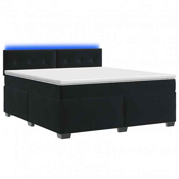 vidaXL Box spring postel s matrací a LED Černá 180 x 200 cm Samet