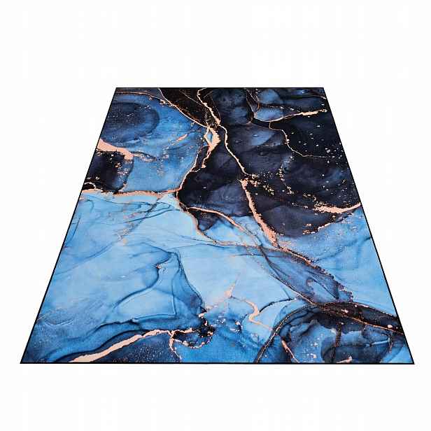 Koberec 160x220 CM Modrý Marmur Bcf Do Ložnice Obývacího Pokoje Moderní