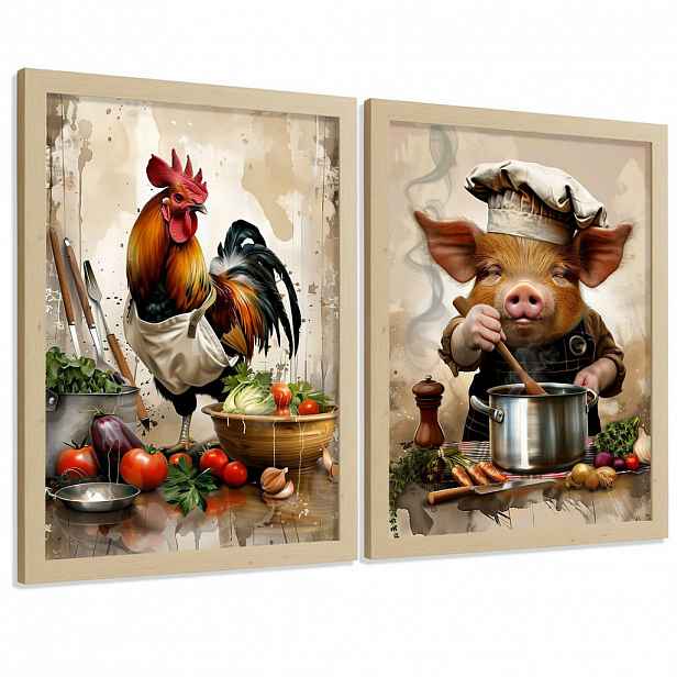 Nacnic PLAKAT Sada 2 Animal Chef A4 bez rámu