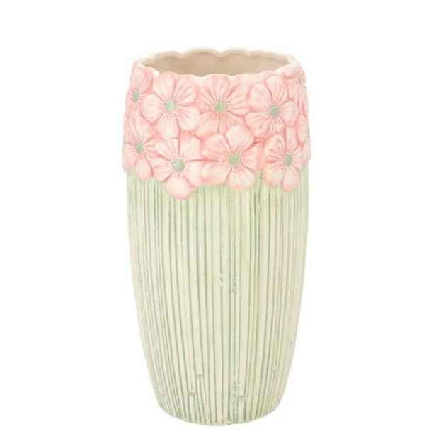 Růžovo-zelená váza s reliéfem květů Jane Flower - Ø 11*21 cm daan kromhout