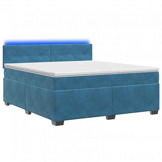 vidaXL Box spring postel s matrací a LED Modrá 180 x 200 cm Samet