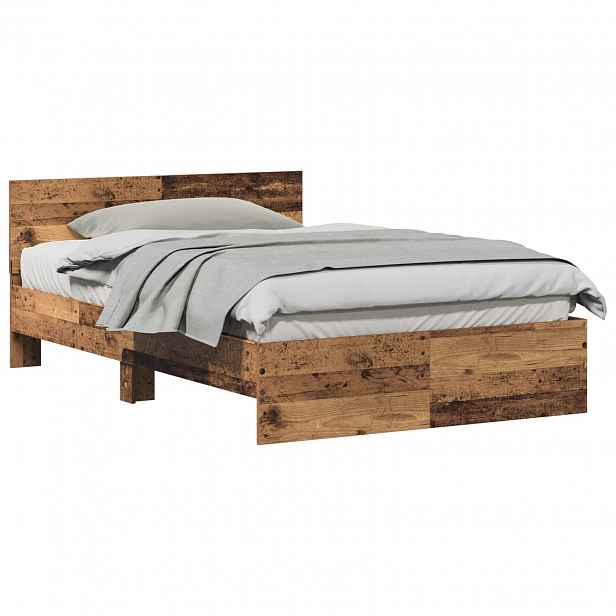vidaXL Rám postele s čelem Staré dřevo 120 x 190 cm Kompozitní dřevo