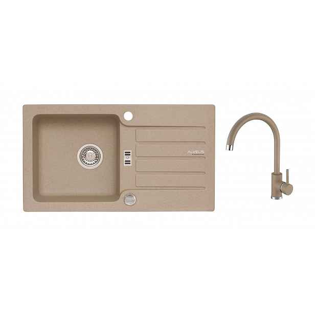 Alveus - Set dřezu Niagara 30 a baterie Kati, s ovládáním odpadu, beige SETA25917