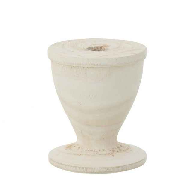 Bílý antik dřevěný veliký svícen na úzkou svíčku L – Ø 12*15 cm J-Line by Jolipa