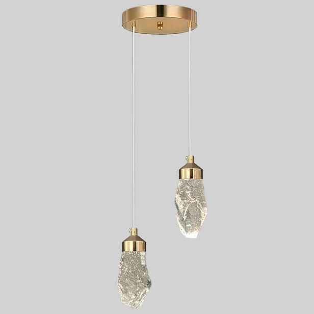 Moderní zlaté závěsné svítidlo se 2 světly a krystaly, 5W Led stropní lustr