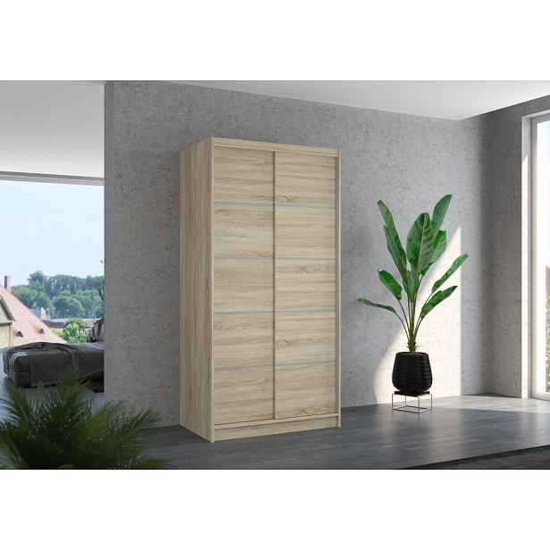 Policová šatní skříň 100 cm BAFRIX - dub sonoma