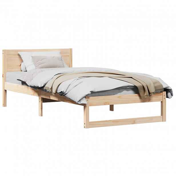 vidaXL Rám postele s čelo Přírodní 90 x 190 cm Masivní borové dřevo