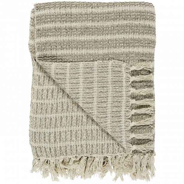 IB Laursen Bavlněný pléd CREM/NATURAL STRIPE 160x130 cm