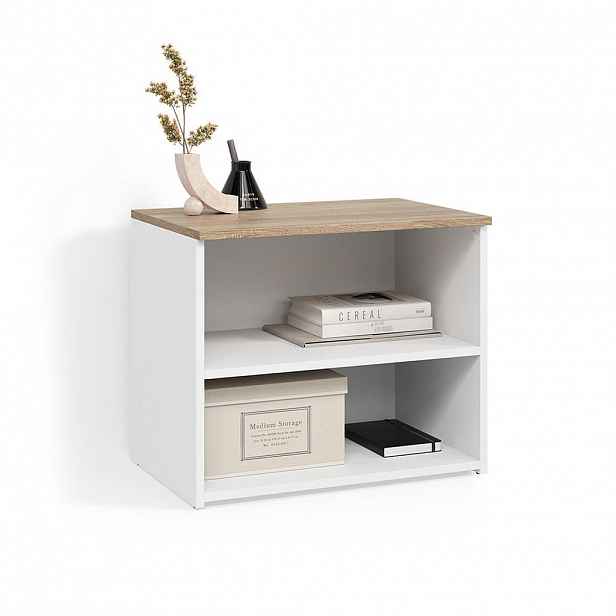 Livinity® NÍZKÝ NÁBYTEK POD TELEVIZI Piave Bílá/Sonoma 60 x 50 cm se 2 přihrádkami