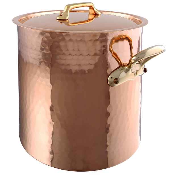 Mauviel Vysoký měděný hrnec s bronzovými uchy a poklicí M’Tradition, Ø 36 cm / 36 l 214836