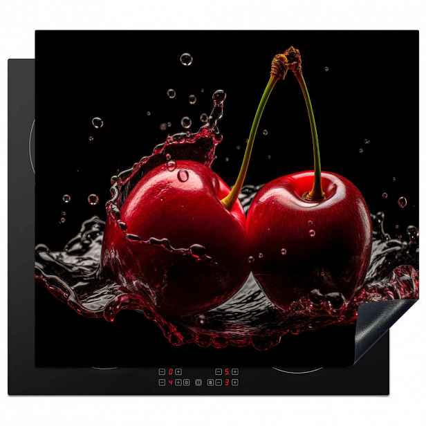 MuchoWow KRYT NA INDUKČNÍ DESKU Třešeň - červená - ovoce - voda - černá 58.3x51.3 cm
