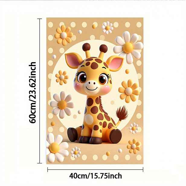 TEMU 1 ks 2 ks, Ručník, Jednostranný potisk, Obdélníkový 40×60 cm, Kreslený žirafa 2D design, Měkký, Pohodlný, Odolný, Bez zápachu, Vhodný do