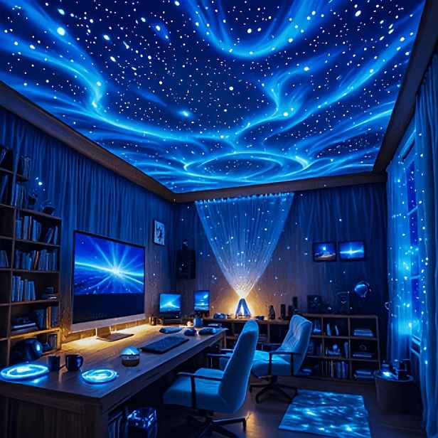 TEMU USB projektor Severní záře Aurora, dálkové ovládání, hvězdná atmosféra, noční světlo, více světelných efektů, lampa pro domácí interiérovou