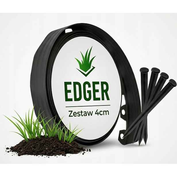 Zahradní lem trávníku z plast 2x10 m černý 4 cm