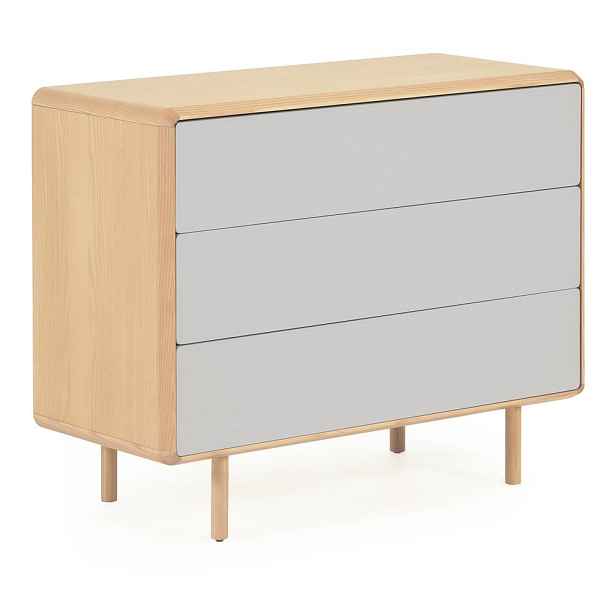 Šedá/v přírodní barvě komoda v dekoru jasanu 99x78,5x42 cm Anielle – Kave Home