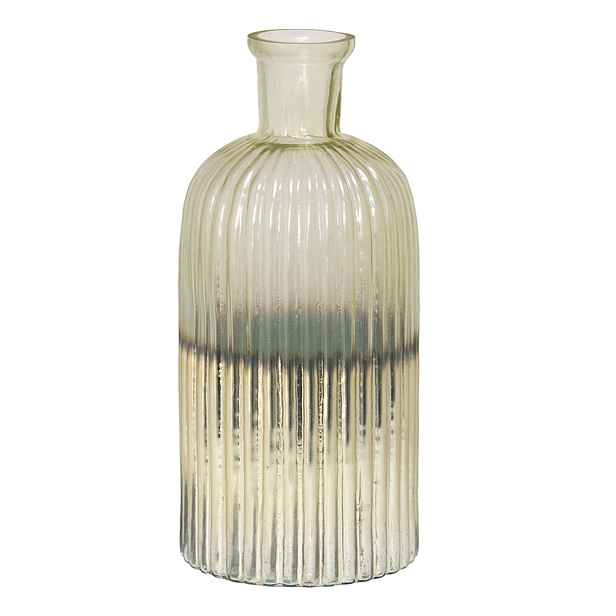 Skleněná váza s vroubky se rtuťovým efektem - Ø 10*22 cm Clayre & Eef