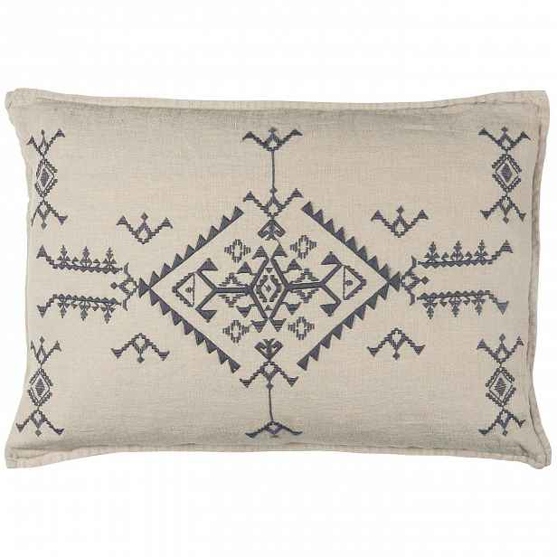 IB Laursen Lněný povlak na polštář DARK GREY EMBROIDERY 40x60 cm