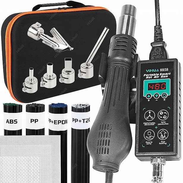 Mobilní Svařovací Stroj Na Plasty 700W Sada Pojiv 6X Tryska 3X Síťka Pouzdro