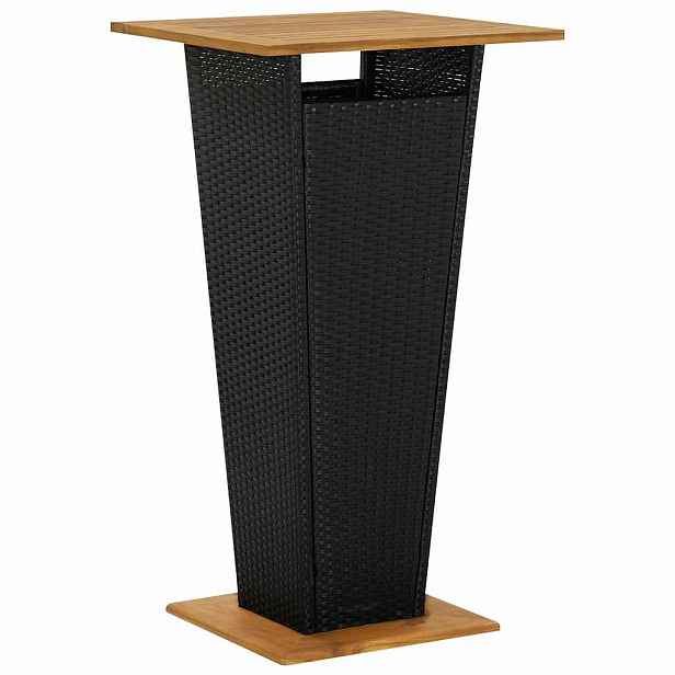 vidaXL Barový stůl černý 60 x 60 x 110 cm polyratan a masivní akácie