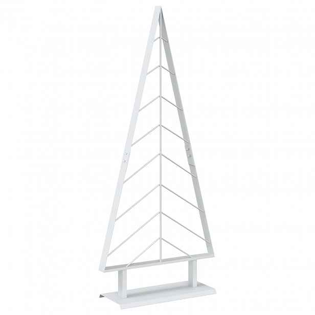 vidaXL Kovový vánoční stromek se stojanem KUOPIO 125 cm Ocel Bílá