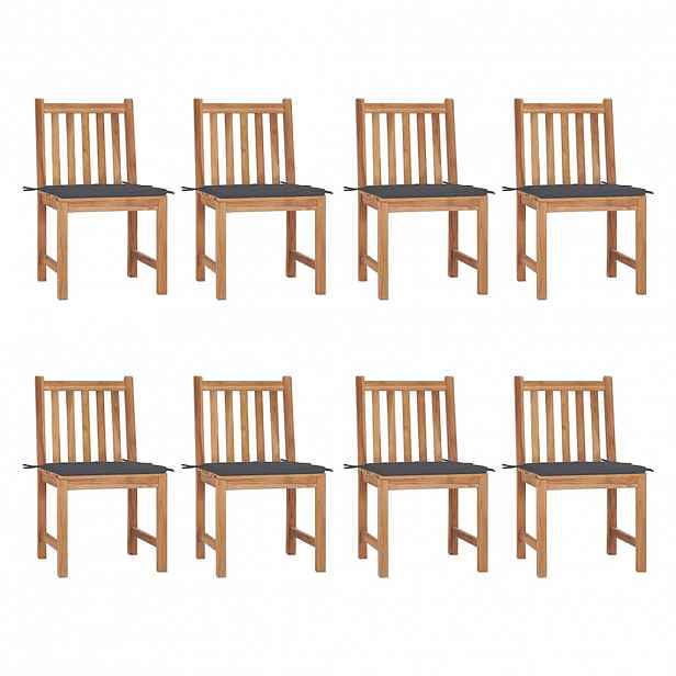 vidaXL Zahradní židle s poduškami 8 ks masivní teak