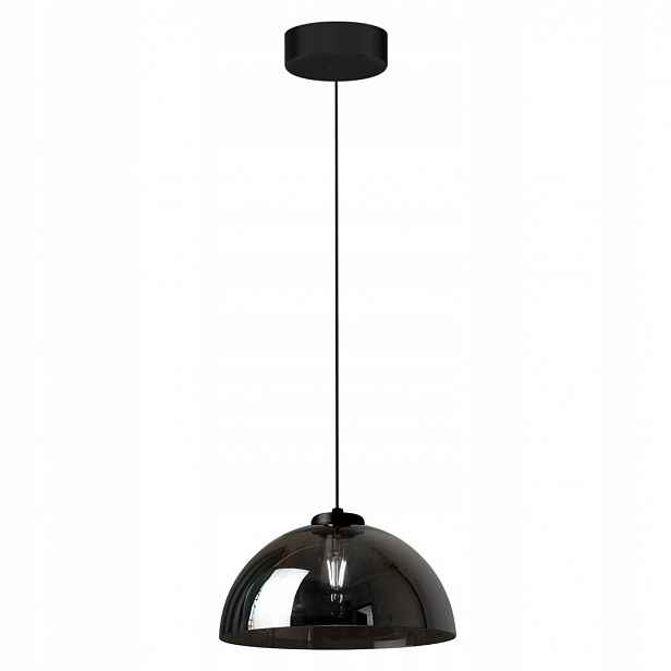 Závěsná lampa skleněná, černá, dekorativní stropní lampa nad stůl Gamma E27