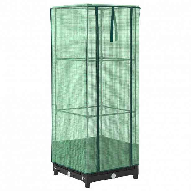 vidaXL Vyvýšený záhon se skleníkem ratanový vzhled 40 x 40 x 123 cm