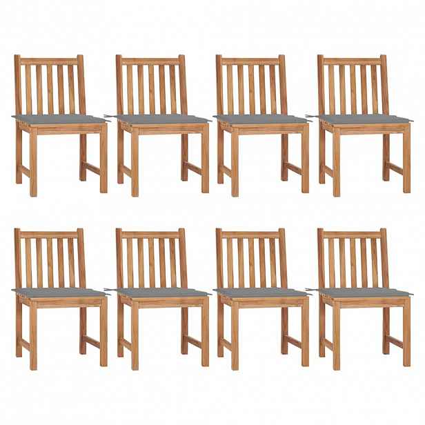 vidaXL Zahradní židle s poduškami 8 ks masivní teak