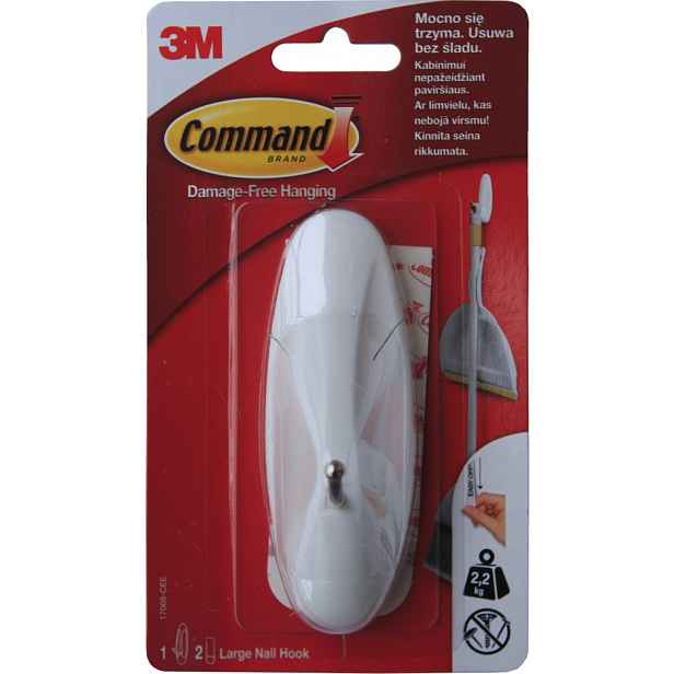 3M Command Velký háček kovový 1ks, lepicí pásky 2ks