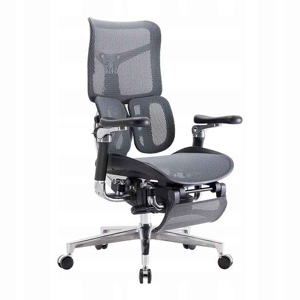 Ergonomické otočné křeslo 136 kg Spacetronik černé, síťované, s podnožkou