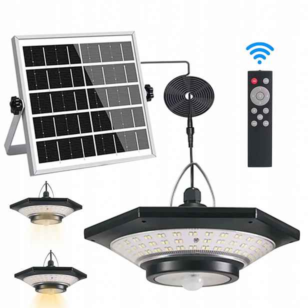 Lustr Solární Lampa Led Závěsná Stropní Lampa Zahradní Dálkové Ovládání, Senzor Pohybu