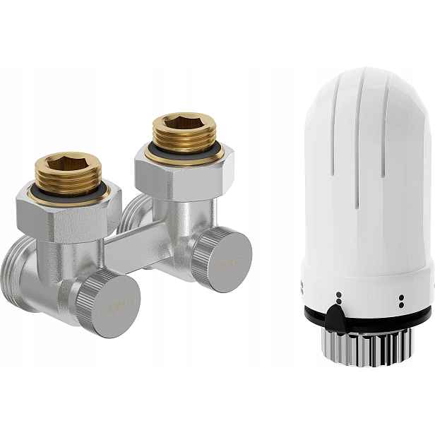 Mexen G03 Termostatická Dvoutrubková Sada DN50 Rohová 1/2"x3/4" Nikl