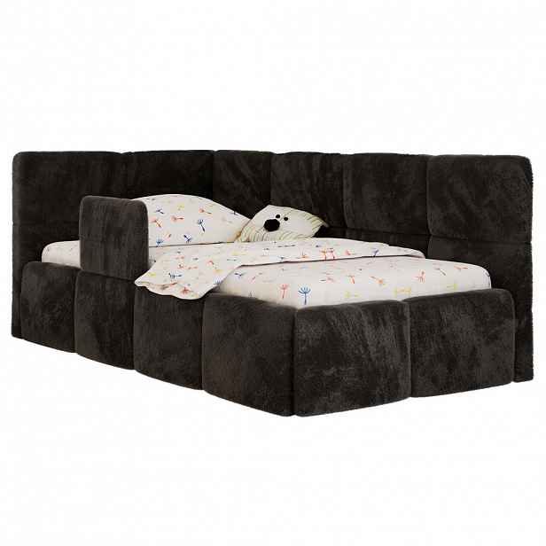 MKS DĚTSKÁ POSTEL ARVO ALTA 90/200 - Černá Plyš - Vlevo