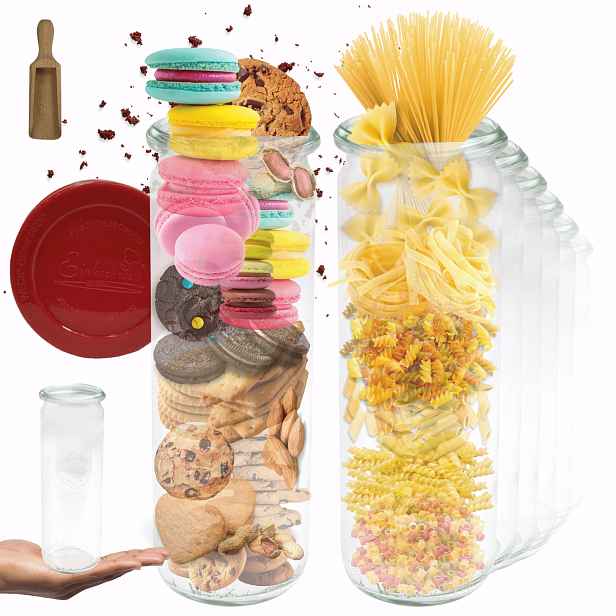 Sklenice Weck 600 ml zavařeniny Cylinder na silikonové šťávy víko 12 Ks odměrka