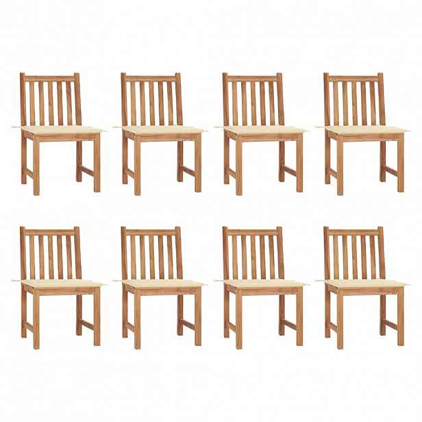 vidaXL Zahradní židle s poduškami 8 ks masivní teak