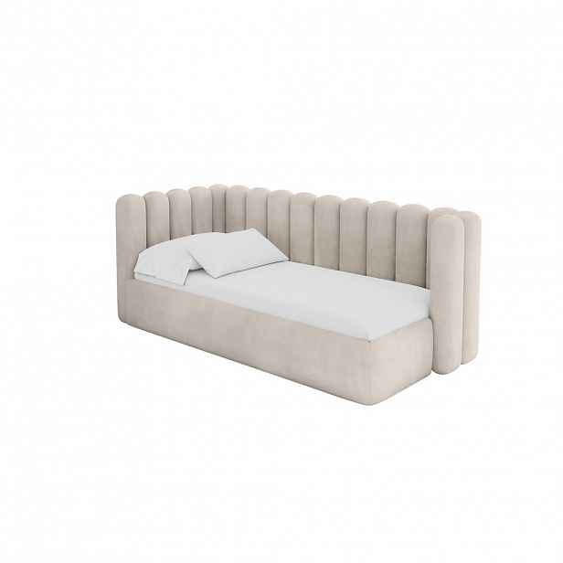 ALTDECOR JEDNOLŮŽKOVÁ POSTEL pro mládež s úložným prostorem, vpravo - HUGY 90x200 béžová