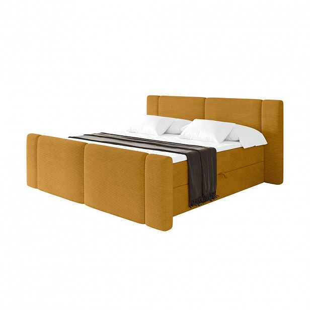 ALTDECOR POSTEL boxspring s matrací H3 - EVON Zanozek - 160x200 cm Hořčicově žlutá