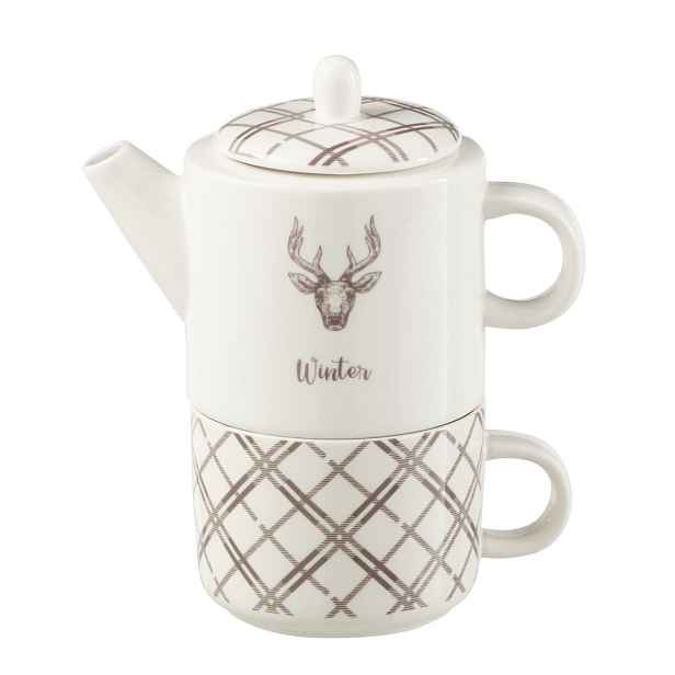 Čajový set Tea for One s jelenem v krabičce - 20*9*18 cm / 450/ 200 ml J-Line by Jolipa