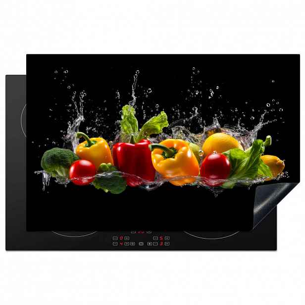 MuchoWow KRYT NA INDUKČNÍ DESKU Sladká paprika - Vodní - Zeleninová - Černá 81x52 cm
