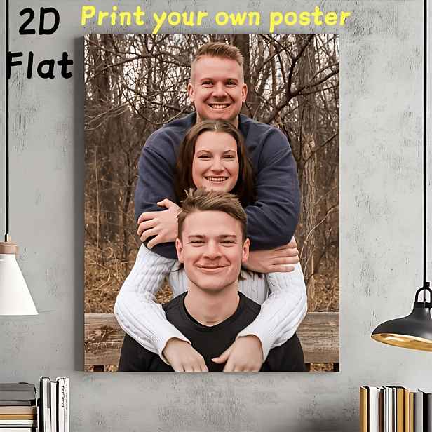 TEMU 2D plochý, 2D plochý, [Přizpůsobitelný] Plátno s rámem bez rámu - Tisk plakátů - Nahrávejte vlastní fotografie a text - Personalizované foto