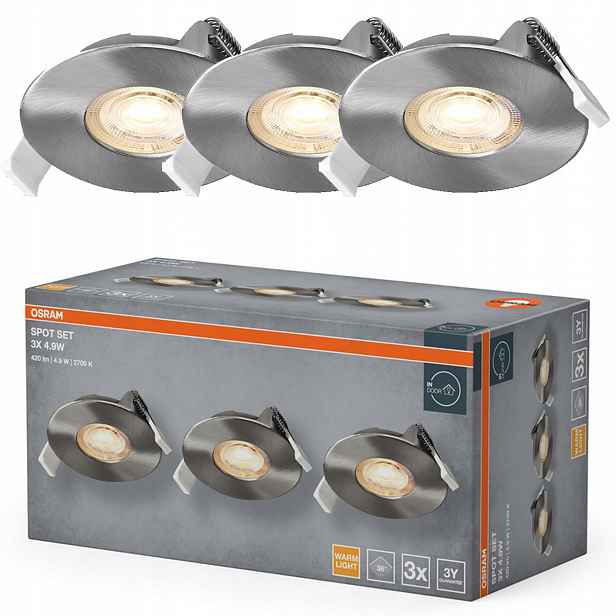 3x Stropní Led svítidlo Kulaté Stropní Svítidlo 4.9W 2700K Podomítkové Osram