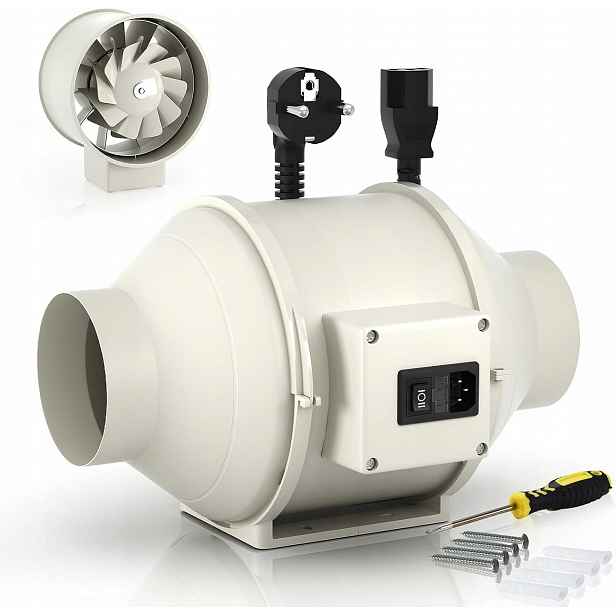 Kanálový ventilátor 100 mm – řádkový ventilátor, odtahový ventilátor, 230 V