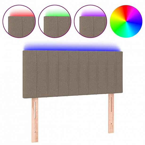 vidaXL Čelo postele s LED taupe 100x5x78/88 cm textil