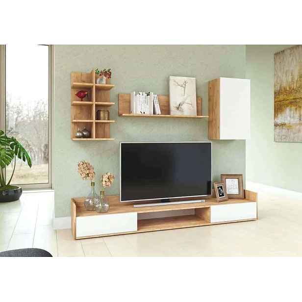 Casarredo Obývací sestava ENBRUN dub kraft zlatý/bílá mat