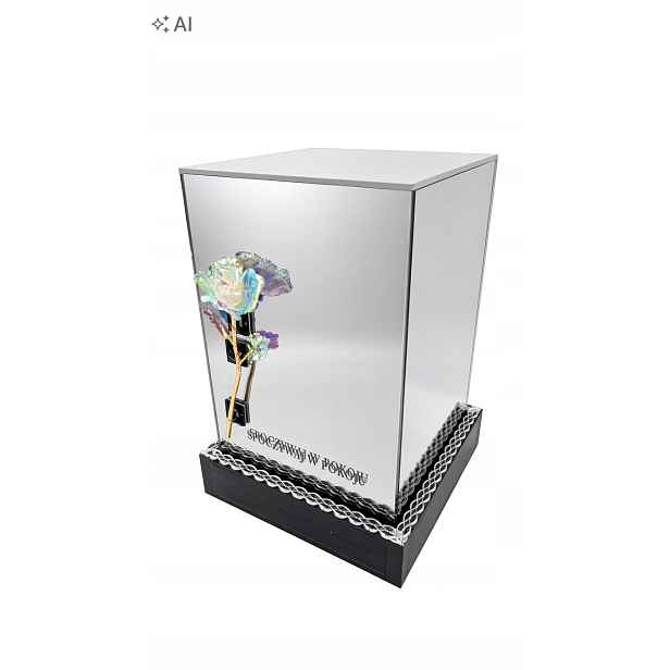 Hřbitovní Svíčka Ilumini na hrob, hřbitov, Čtverec, 3D Sklo, stříbrná, 33 cm