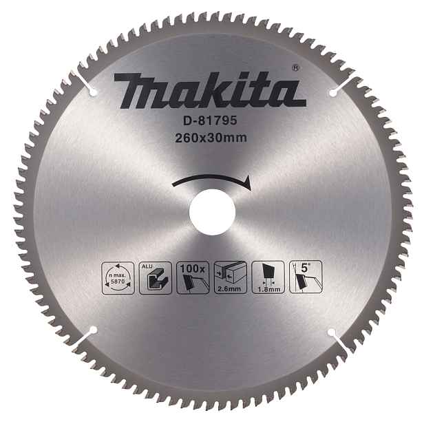 Makita Řezací Kotouč Na Hliník 260x30 mm 100Z D-81795